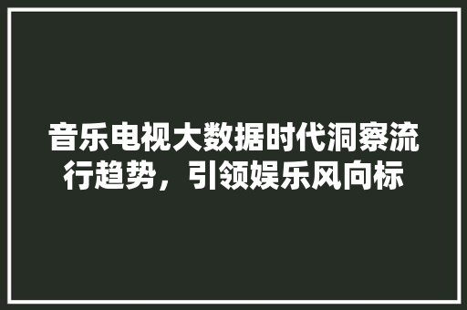 音乐电视大数据时代洞察流行趋势，引领娱乐风向标