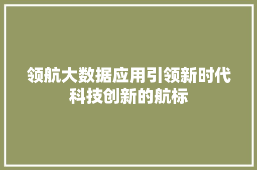 领航大数据应用引领新时代科技创新的航标