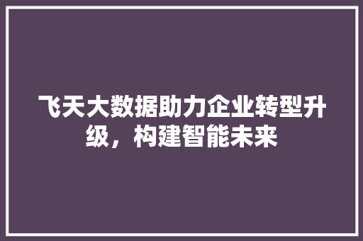 飞天大数据助力企业转型升级，构建智能未来