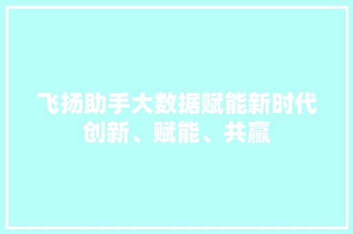 飞扬助手大数据赋能新时代创新、赋能、共赢
