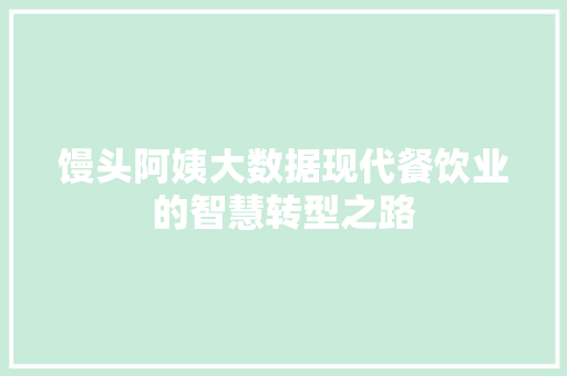 馒头阿姨大数据现代餐饮业的智慧转型之路