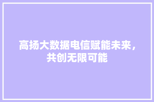 高扬大数据电信赋能未来，共创无限可能