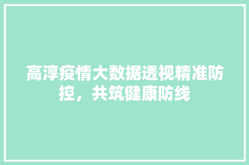 高淳疫情大数据透视精准防控，共筑健康防线
