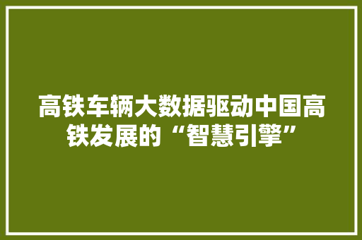 高铁车辆大数据驱动中国高铁发展的“智慧引擎” 高铁车辆大数据驱动中国高铁发展的“智慧引擎”