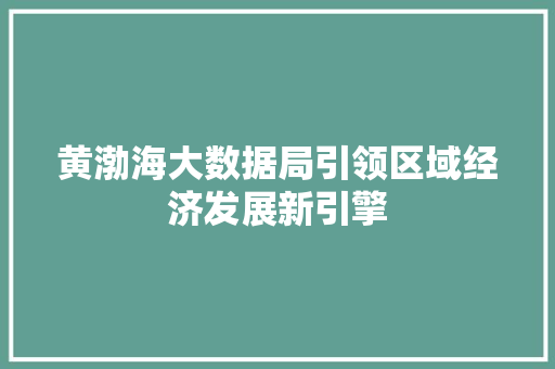 黄渤海大数据局引领区域经济发展新引擎 电脑故障维修
