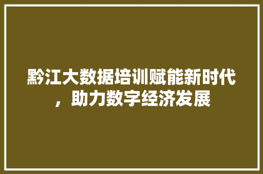 黔江大数据培训赋能新时代，助力数字经济发展