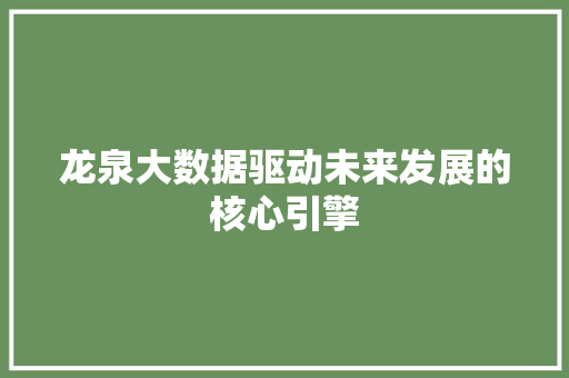 龙泉大数据驱动未来发展的核心引擎 电脑故障维修 龙泉大数据驱动未来发展的核心引擎 电脑故障维修