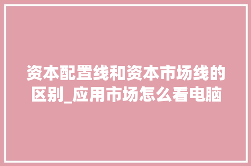 资本配置线和资本市场线的区别_应用市场怎么看电脑配置信息