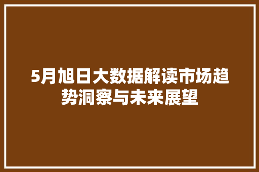 5月旭日大数据解读市场趋势洞察与未来展望