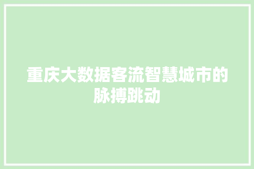 重庆大数据客流智慧城市的脉搏跳动 重庆大数据客流智慧城市的脉搏跳动