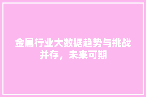金属行业大数据趋势与挑战并存，未来可期