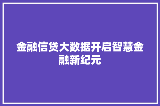 金融信贷大数据开启智慧金融新纪元