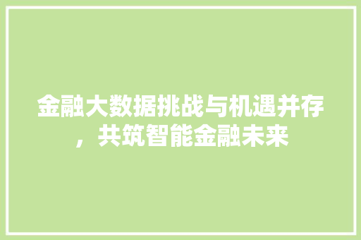 金融大数据挑战与机遇并存，共筑智能金融未来