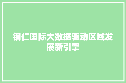 铜仁国际大数据驱动区域发展新引擎