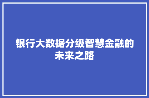 银行大数据分级智慧金融的未来之路