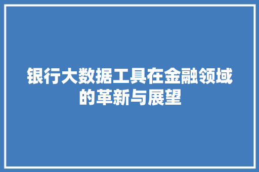 银行大数据工具在金融领域的革新与展望