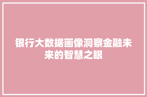 银行大数据画像洞察金融未来的智慧之眼