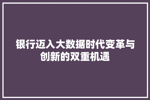 银行迈入大数据时代变革与创新的双重机遇
