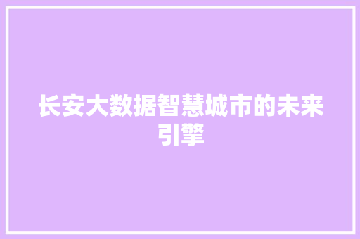 长安大数据智慧城市的未来引擎 编程语言