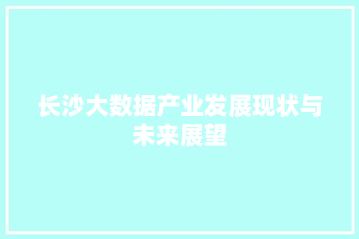 长沙大数据产业发展现状与未来展望