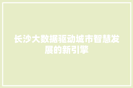 长沙大数据驱动城市智慧发展的新引擎