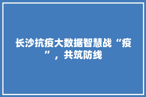 长沙抗疫大数据智慧战“疫”，共筑防线