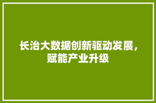 长治大数据创新驱动发展，赋能产业升级