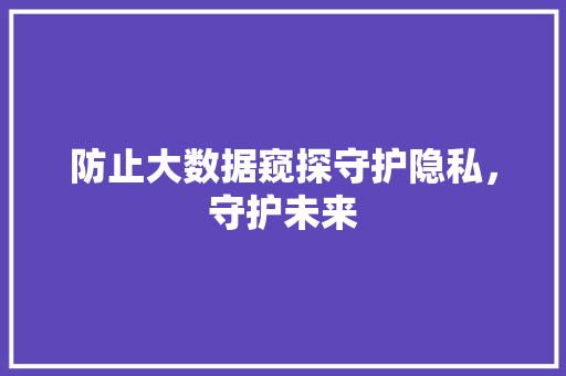 防止大数据窥探守护隐私，守护未来