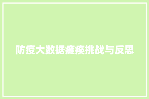 防疫大数据瘫痪挑战与反思