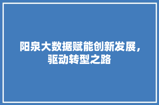 阳泉大数据赋能创新发展，驱动转型之路