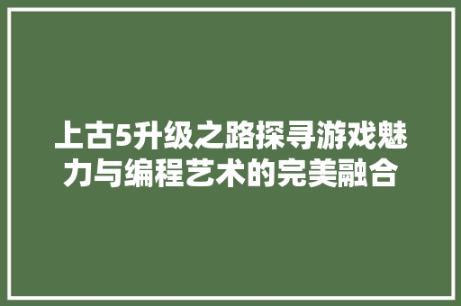 上古5升级之路探寻游戏魅力与编程艺术的完美融合