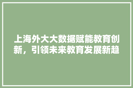 上海外大大数据赋能教育创新，引领未来教育发展新趋势