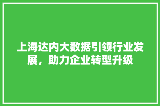 上海达内大数据引领行业发展，助力企业转型升级