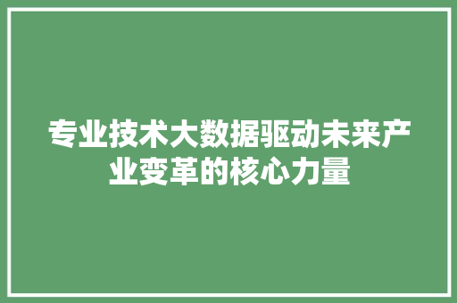 专业技术大数据驱动未来产业变革的核心力量