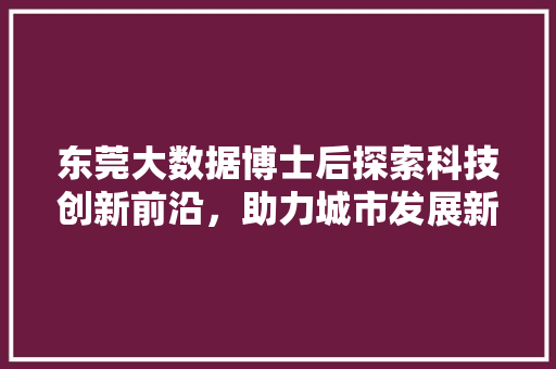 东莞大数据博士后探索科技创新前沿，助力城市发展新引擎