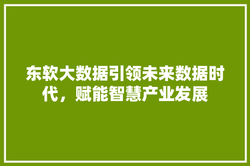 东软大数据引领未来数据时代，赋能智慧产业发展