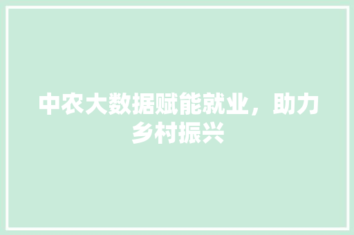 中农大数据赋能就业，助力乡村振兴 操作系统