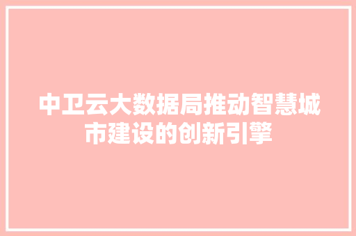 中卫云大数据局推动智慧城市建设的创新引擎