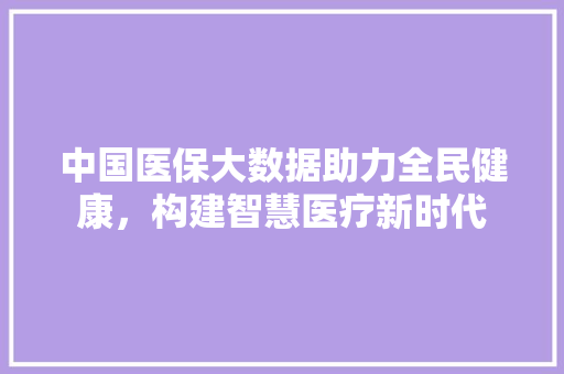 中国医保大数据助力全民健康,构建智慧医疗新时代 中国医保大数据助力全民健康,构建智慧医疗新时代