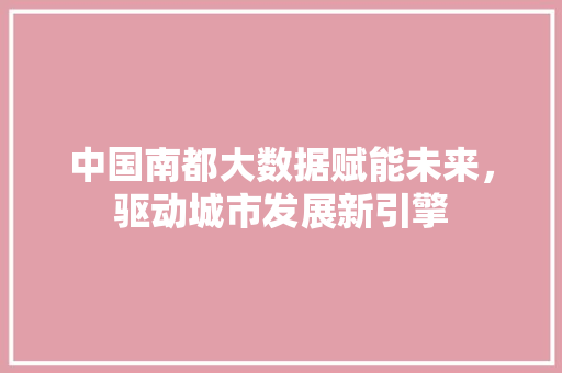 中国南都大数据赋能未来，驱动城市发展新引擎