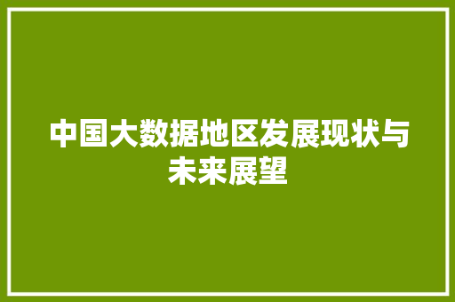 中国大数据地区发展现状与未来展望 中国大数据地区发展现状与未来展望