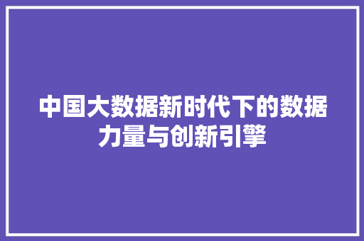 中国大数据新时代下的数据力量与创新引擎