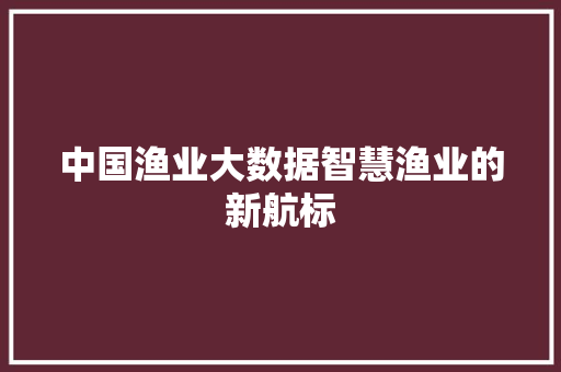 中国渔业大数据智慧渔业的新航标