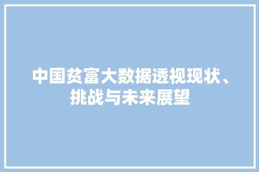 中国贫富大数据透视现状、挑战与未来展望 中国贫富大数据透视现状、挑战与未来展望