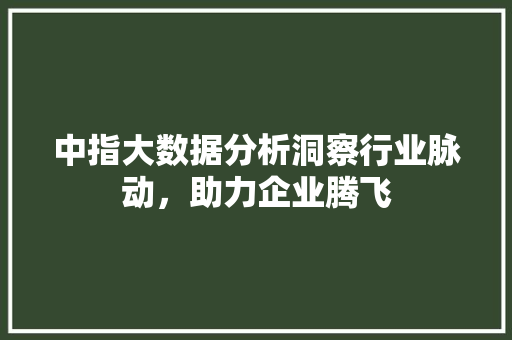 中指大数据分析洞察行业脉动,助力企业腾飞 中指大数据分析洞察行业脉动,助力企业腾飞