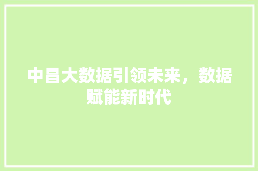 中昌大数据引领未来，数据赋能新时代