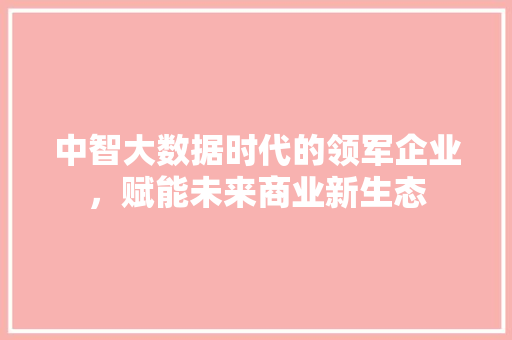 中智大数据时代的领军企业，赋能未来商业新生态