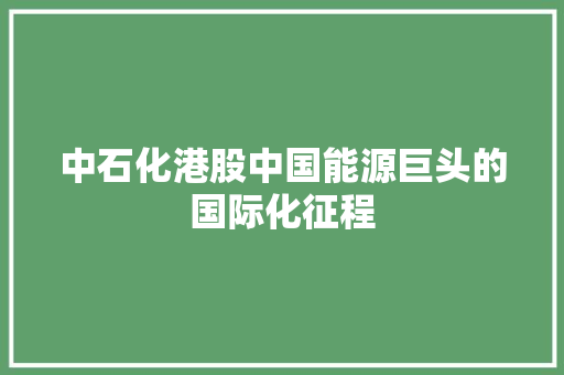 中石化港股中国能源巨头的国际化征程