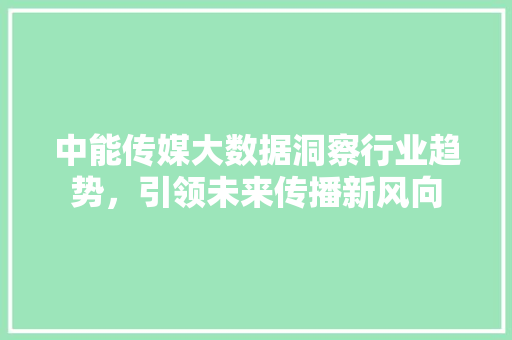 中能传媒大数据洞察行业趋势，引领未来传播新风向