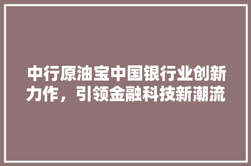 中行原油宝中国银行业创新力作，引领金融科技新潮流